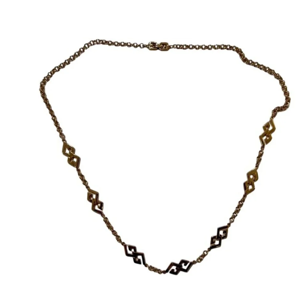 Vintage Givenchy‎ Necklace Gold Tone Logo Geometric 30